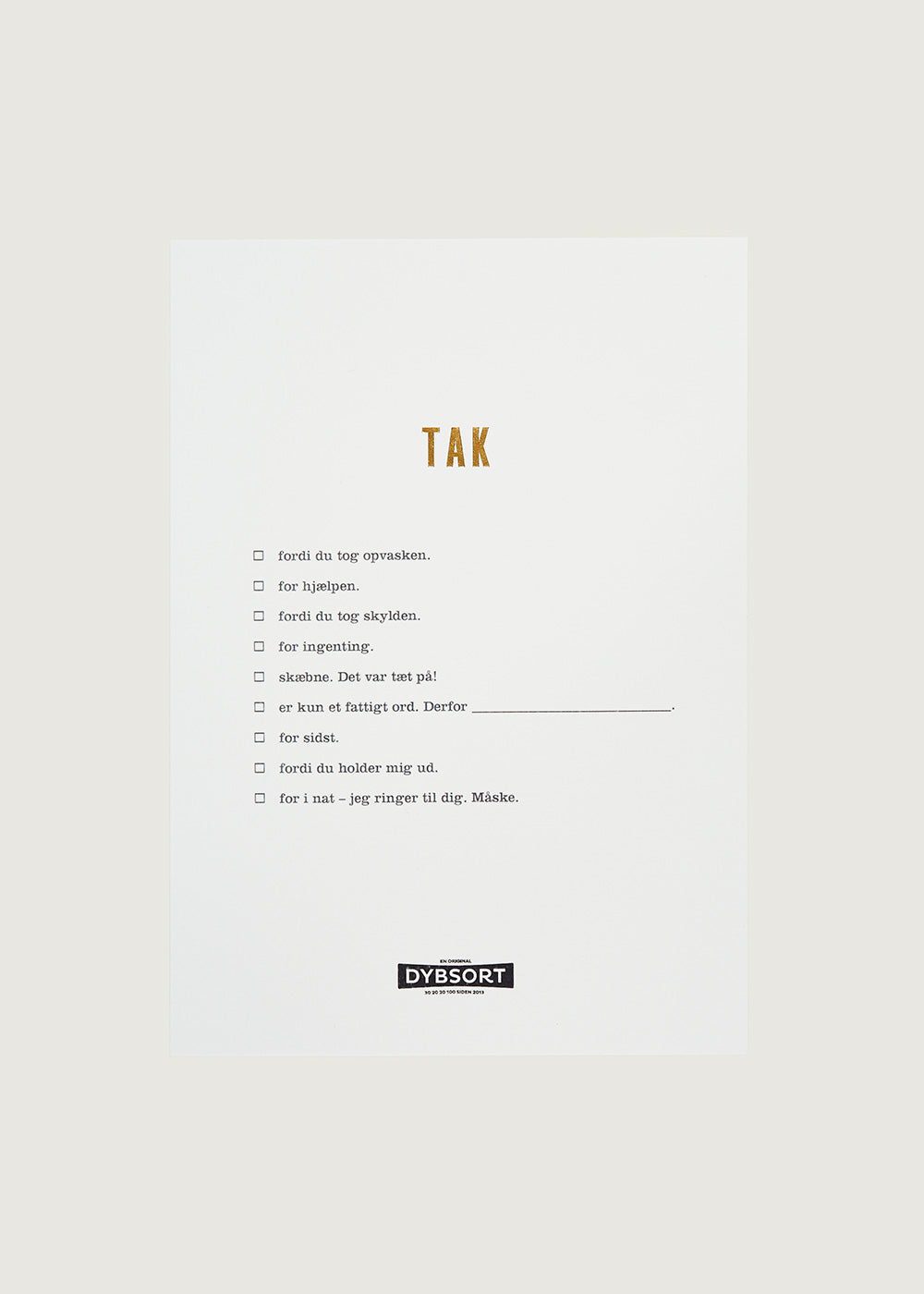 Checklist notes – TAK
