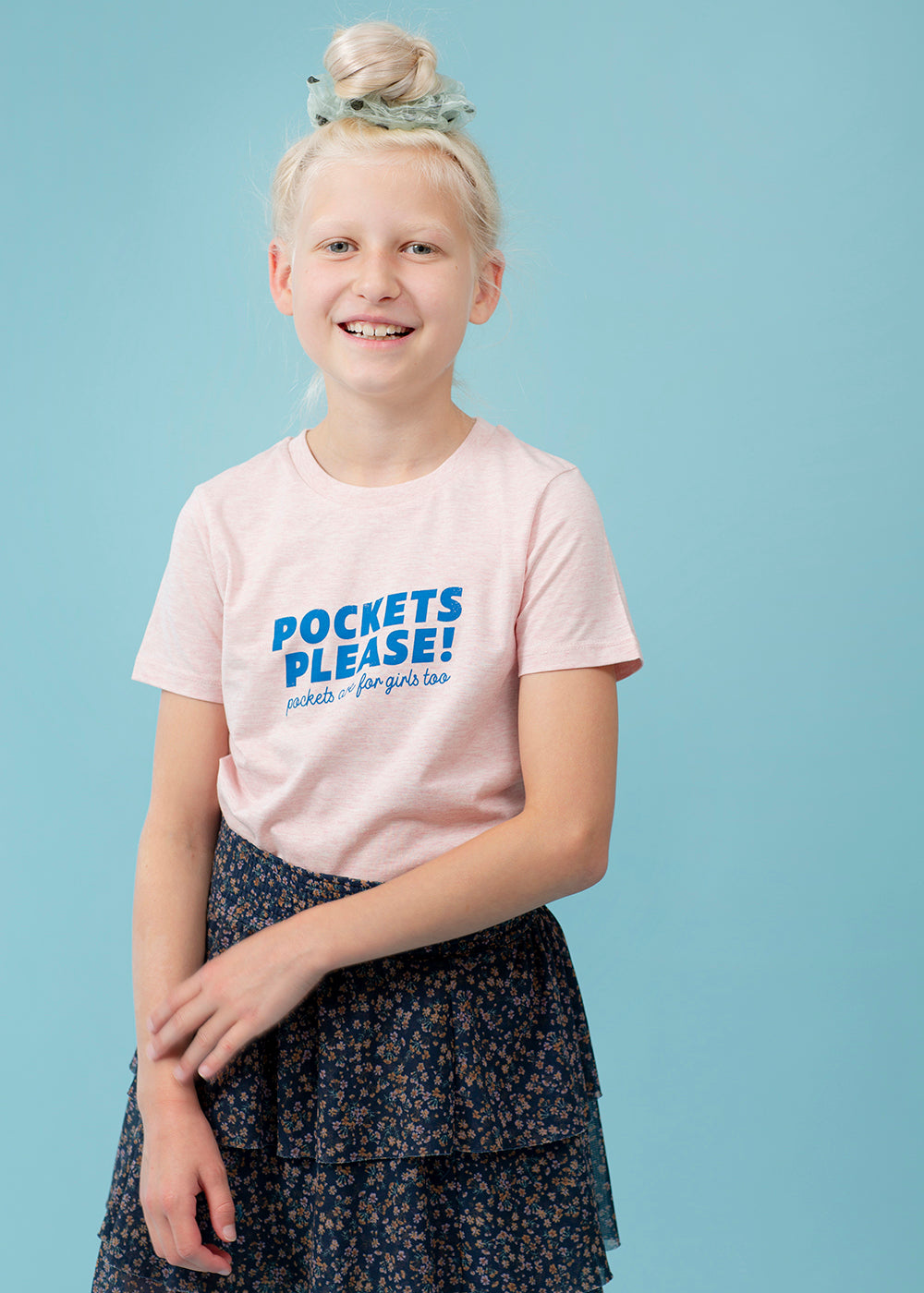 Pockets please T-shirt, light pink, barn