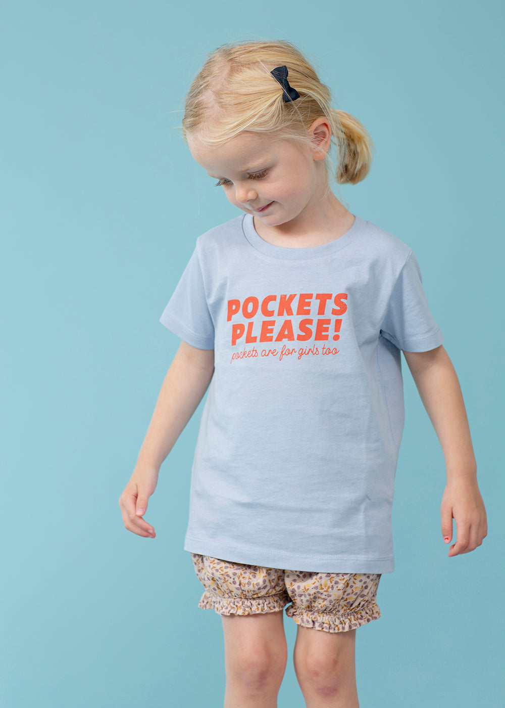 Pockets please T-shirt, blå, barn