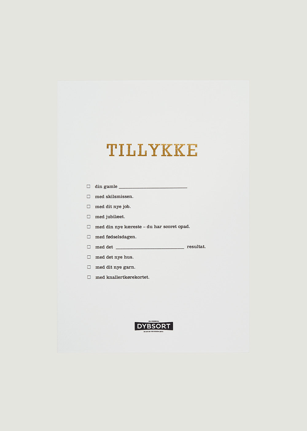 Checklist notes – TILLYKKE