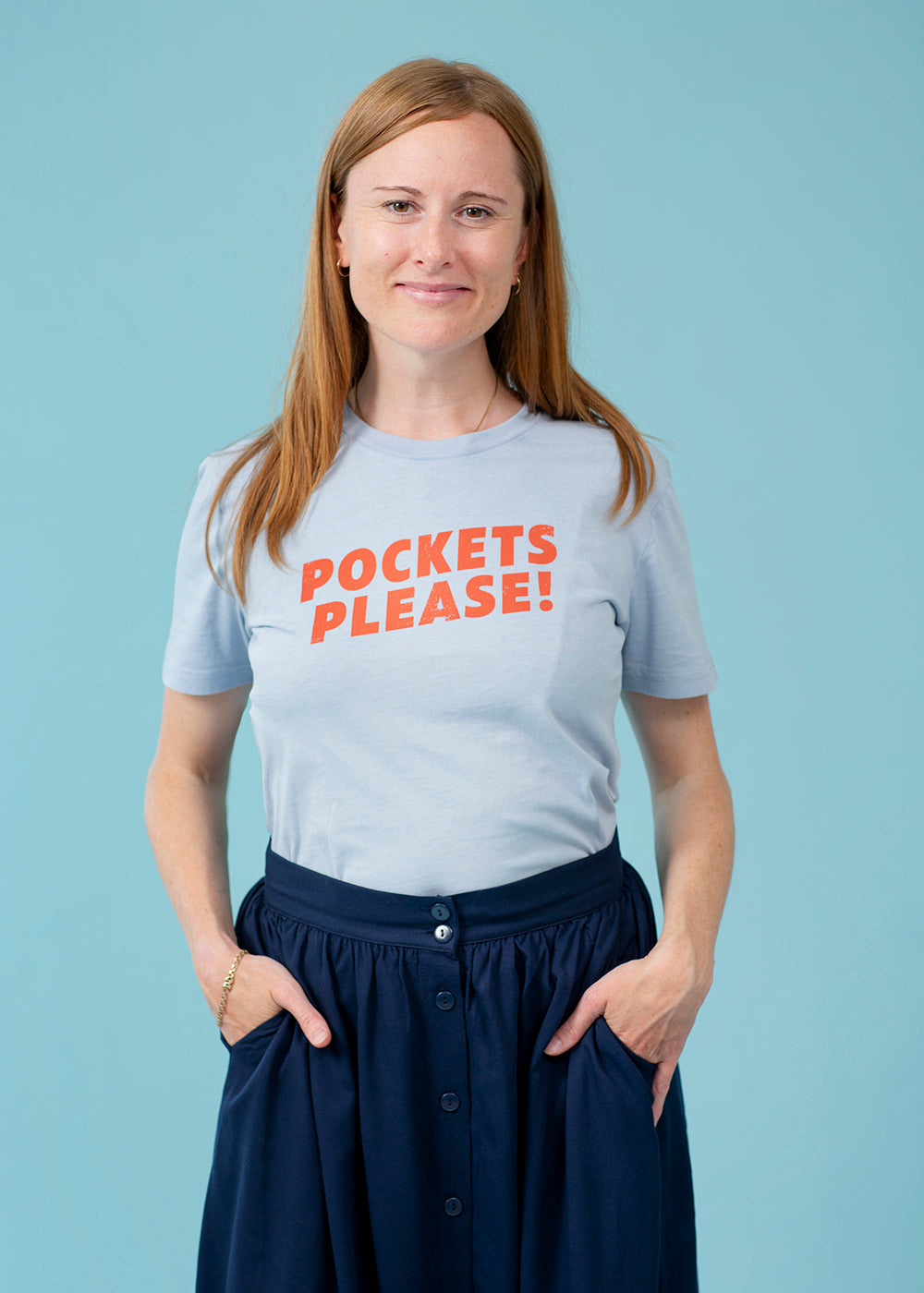 Pockets please T-shirt, blå, voksen